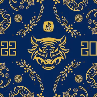 春节新年中国风虎年老虎元素平铺背景大图插画AI矢量设计素材