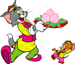 彩色动漫猫和老鼠图片