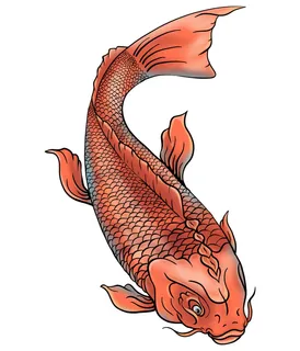 手绘烫金国潮中国风卡通锦鲤鱼金鱼插画装饰元素PSD设计素材