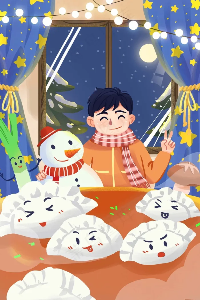 冬至插画 冬至节气插画psd模版下载