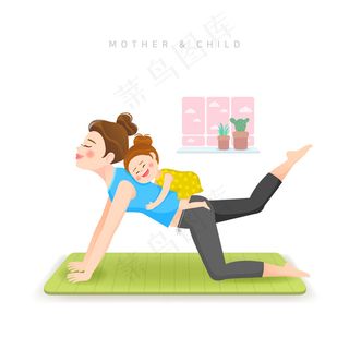 亲子时光插画ai矢量设计素材带娃矢量插画