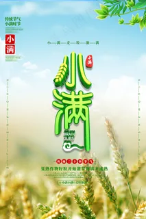 清新二十四节气小满节日海报