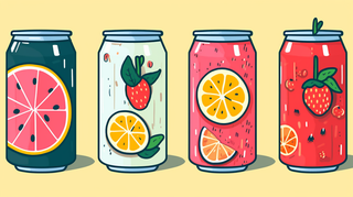 易拉罐水果汽水饮料卡通插画