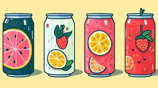 易拉罐水果汽水饮料卡通插画