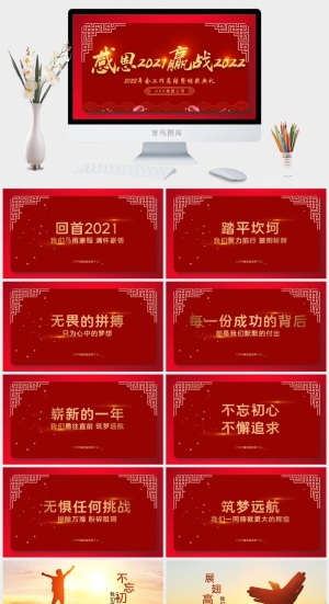 虎年新年年终工作总结PPT预览图