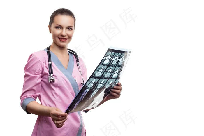 拿着造影微笑的女医生高清图片