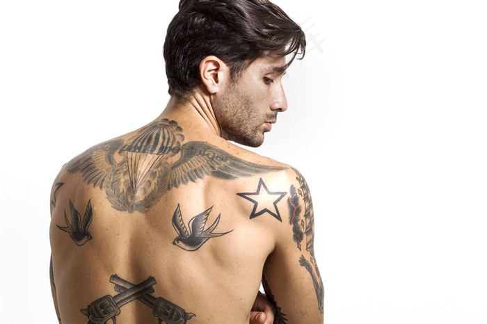 欧美纹身的男人高清素材