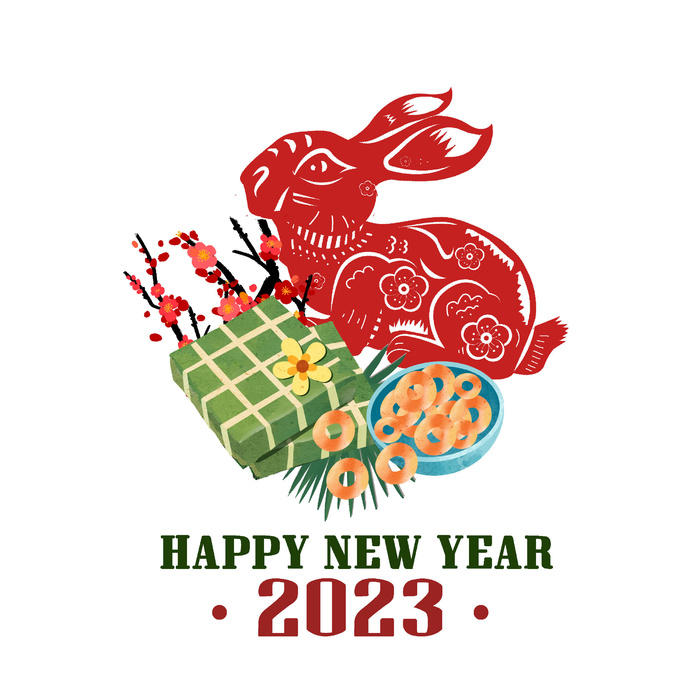 喜庆2023年兔年挂画psd模版下载