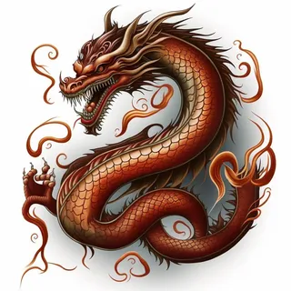 节日生肖龙，插画风格，红色，综合使用