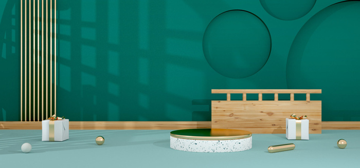 中国风国潮电商促销首页海报C4D背景图3D场景立体设计PSD素材模板