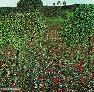 克里姆特油画绿树唯美风景画 克里姆特油画绿树唯美风景画