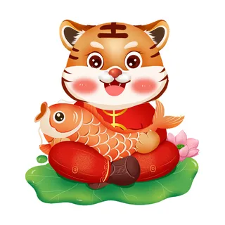 PNG免扣2022虎年新年春节元旦卡通老虎形象图片插画PSD设计素材