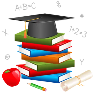 书本博士帽卡通简笔少儿兴趣班素材