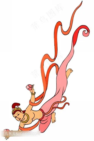 拿莲花的飞天壁画素材