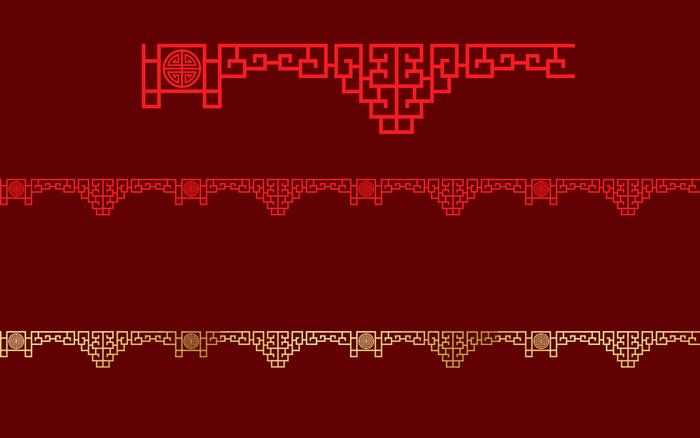 中国风古典传统图案边框纹理祥云灯笼装饰线条PSD背景素材psd模版下载