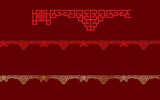 中国风古典传统图案边框纹理祥云灯笼装饰线条PSD背景素材