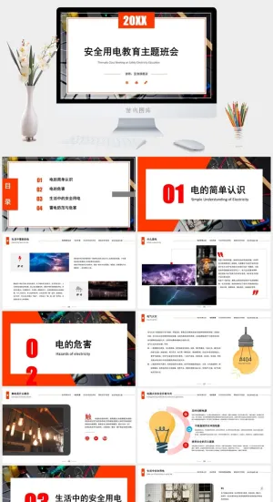 安全用电PPT宣传模板预览图