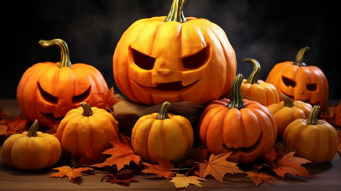 万圣节小南瓜灯摄影图