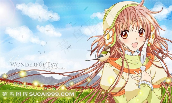 奇迹少女小鸠拿羽毛的漫画女孩