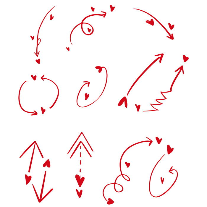 手绘爱心卡通矢量方向箭头设计元素