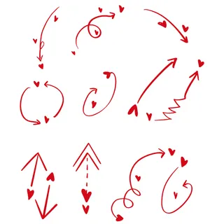 手绘爱心卡通矢量方向箭头设计元素 手绘爱心卡通矢量方向箭头设计元素