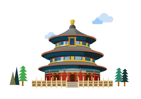 复古中国风国潮古建筑插画手绘高楼古塔AI素材亭子png免抠图