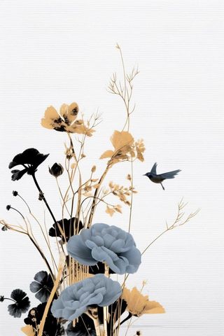 中国风意境线条金色荷花背景