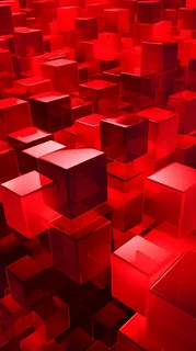 红色三维几何体架渲染背景