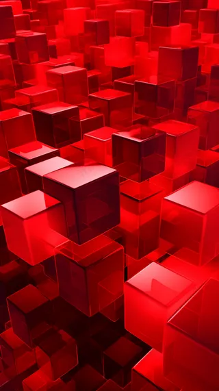 红色三维几何体架渲染背景