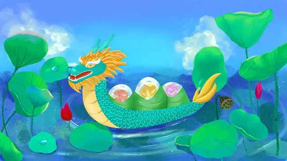 国潮风中国传统节日端午节赛龙舟粽子场景插画海报PSD设计素材 国潮风中国传统节日端午节赛龙舟粽子场景插画海报PSD设计素材