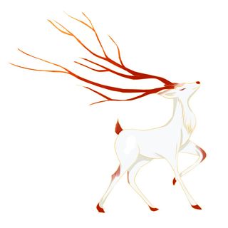 手绘国潮中国风敦煌神话九色鹿仙鹿麋鹿白鹿插画装饰PSD设计素材