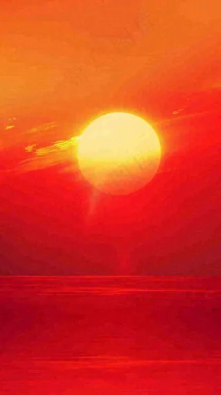 红色海面海洋落日阳光光照