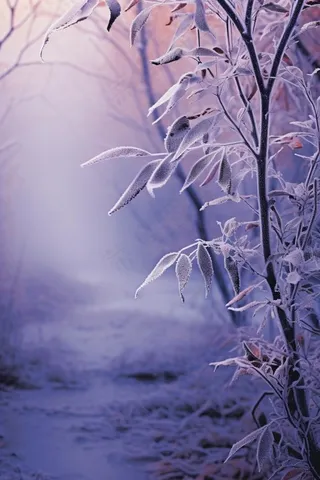 紫色枝叶清新背景