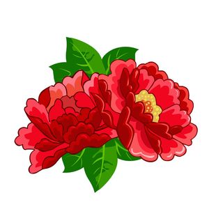 手绘国潮中国风古典牡丹花国花花卉装饰图案PSD设计素材