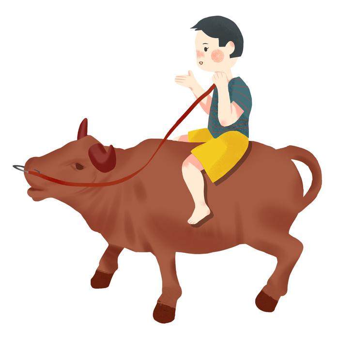 清明清明节卡通牧童放牛