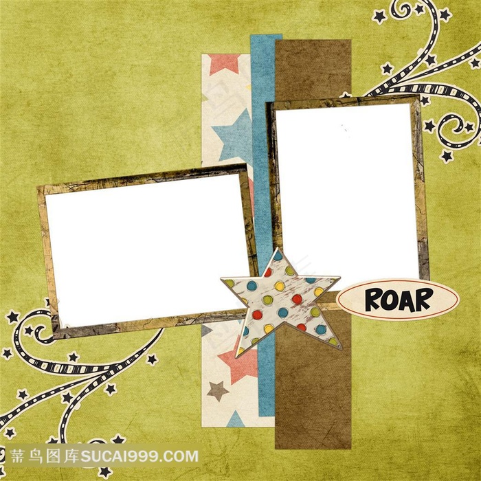 星星花纹相框素材