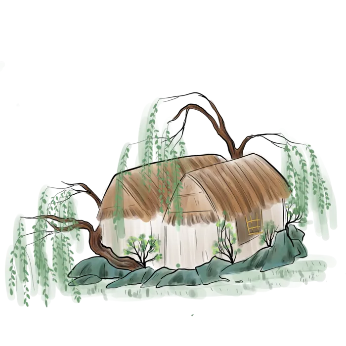 清明元素古风中式清明节山水画中国风绿色