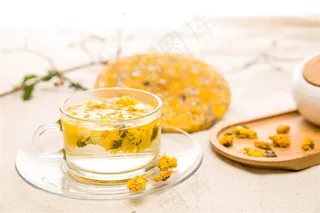 黄菊花茶饼菊花茶摄影