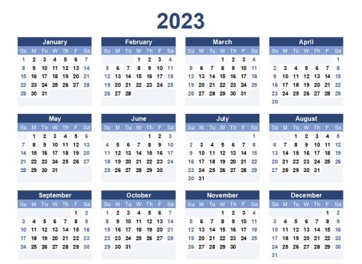 2023 年日历 PNG免抠(925x675)