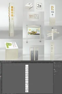 银白色现代地产小区导视牌门牌设计