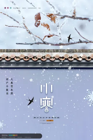 中国传统小寒祝福24二十四节气节日宣传活动海报