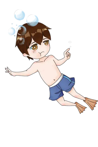 手绘游泳暑期儿童玩水插画