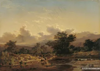 卡洛斯 · 德 · 海斯的风景画里有驱赶牛群的镜头