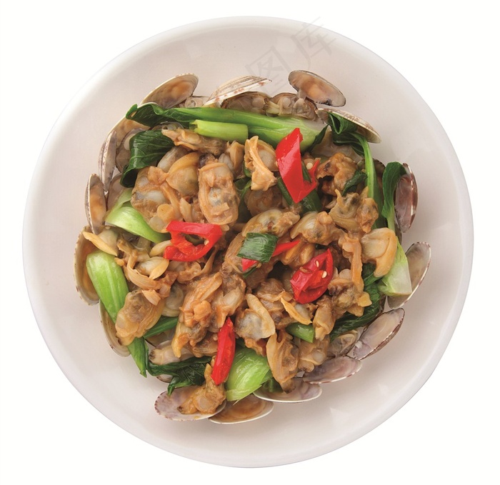 广式爆炒花甲摆盘（美食图片）
