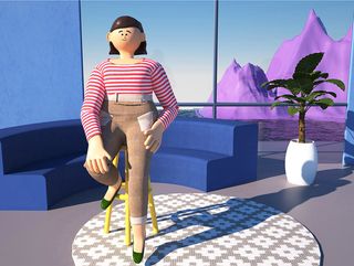 C4D卡通家居风格时尚女青年IP创意形象