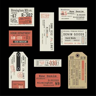 免抠复古牛仔裤标签