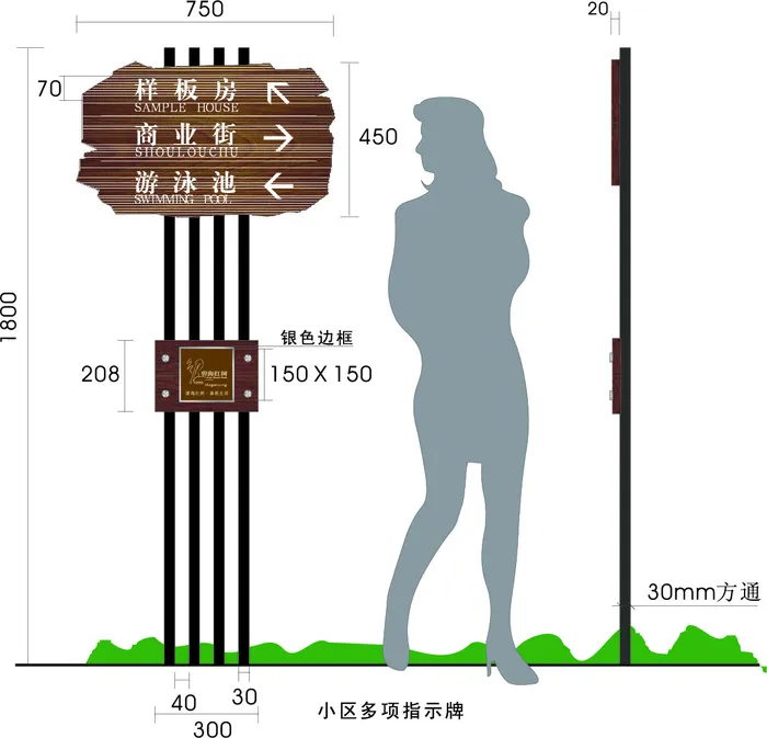 导视牌标识牌指示牌指引牌ai矢量模版下载