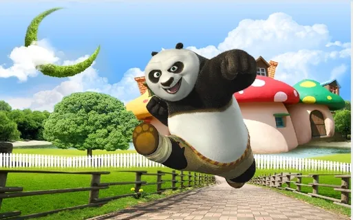 卡通儿童熊猫背景墙 卡通儿童熊猫背景墙
