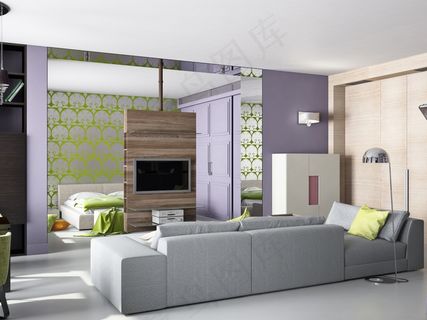 卧室沙发电视机家具摆设图片