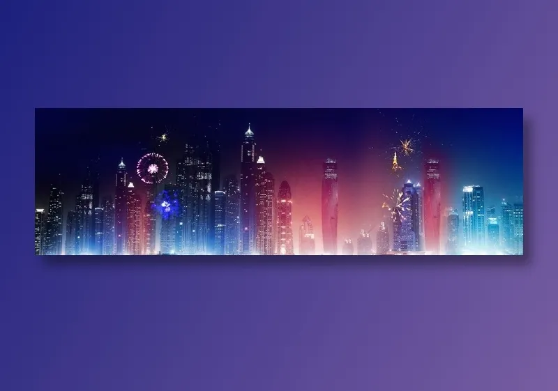繁华都市烟花夜景图